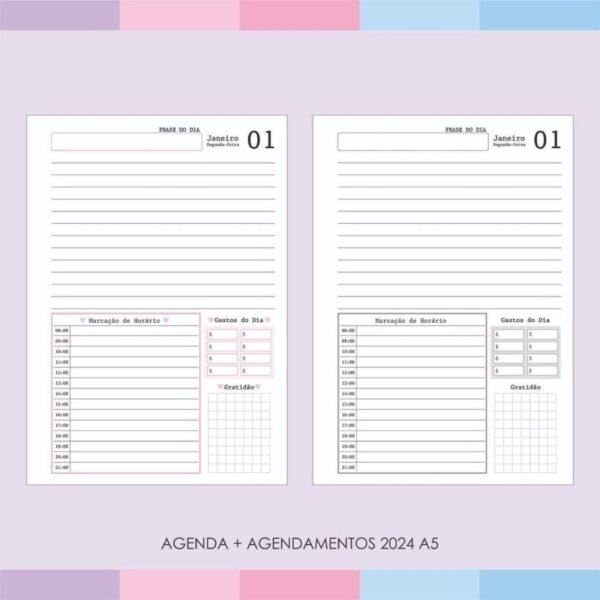 Miolo Agendamento A5 - 2024 1DPP - Pink e Cinza - Imagem 4