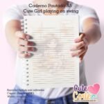 Caderno Pautado A5 + Bloquinho A6 – Cute Girl Playing On Swing - Imagem 3
