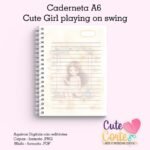 Caderneta A6 – Cute Girl playing on swing - Imagem 3