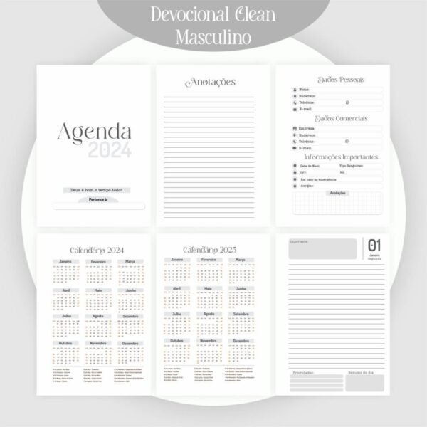 Combo Devocional Clean Masculino- Encadernação (Pamella) - Imagem 5