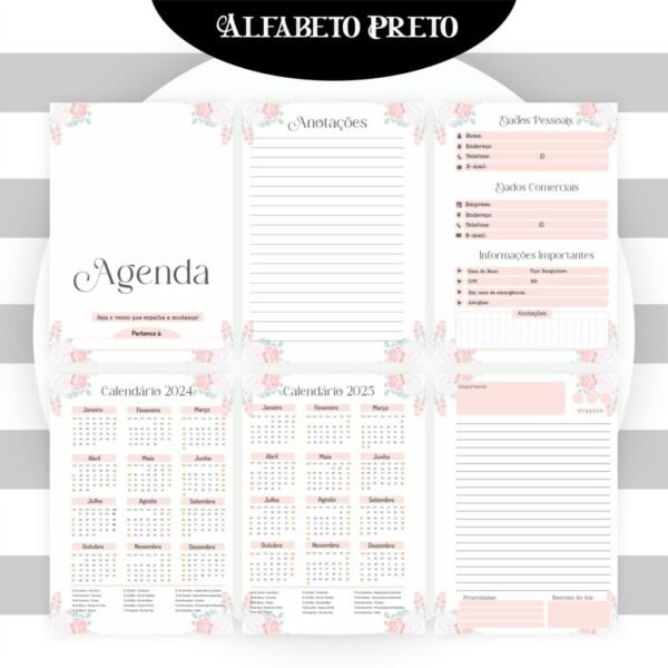 Combo Alfabeto Floral Preto - Encadernação (Pamella) - Imagem 2