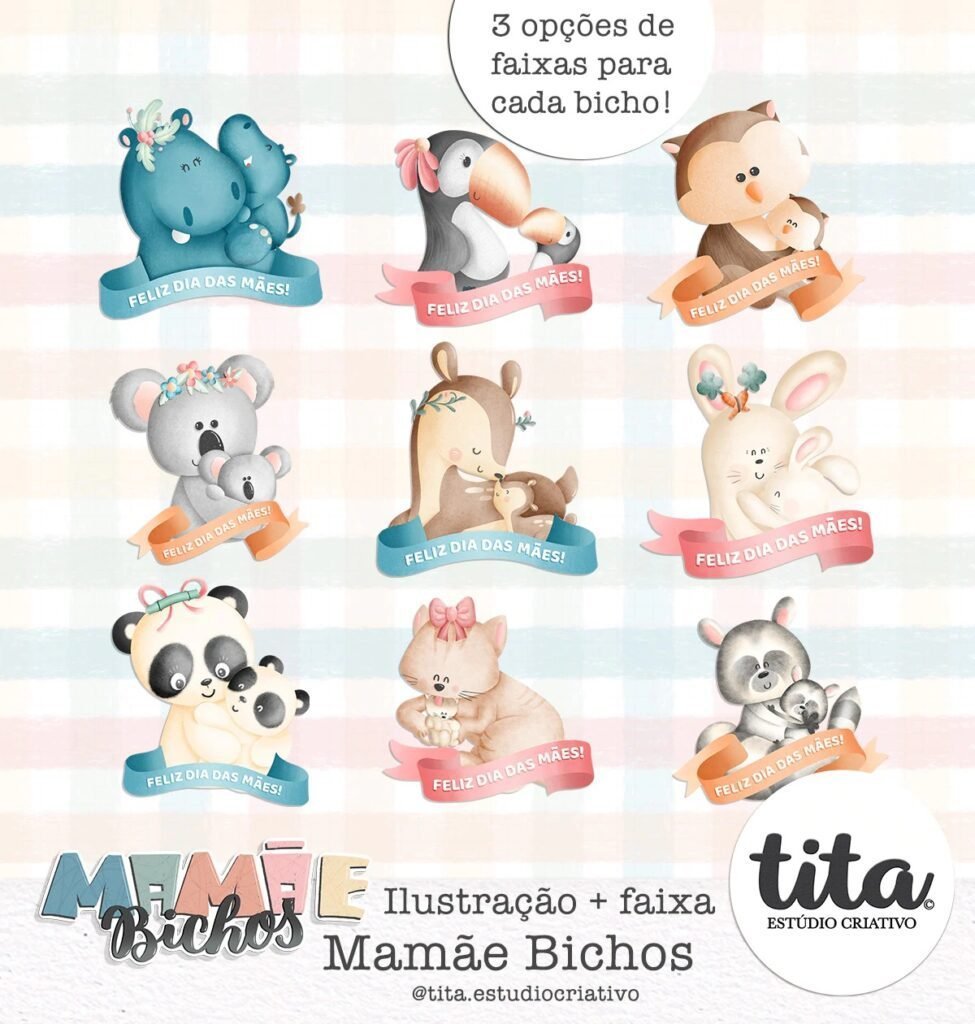 4-4 Mamãe Bicho - Bloquinhos + Ilustrações + Papéis - Imagem 10