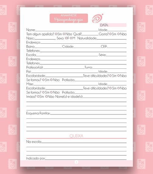 Miolo Ficha Anamnese Psicopedagogia