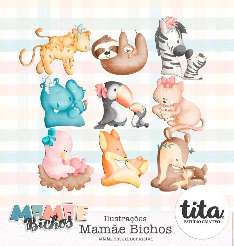5-5 Mamãe Bicho - Bloquinhos + Ilustrações + Papéis - Imagem 11