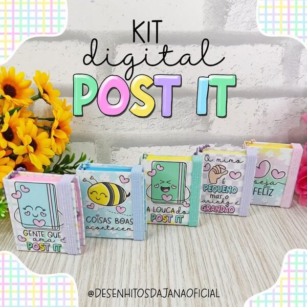 Kit Digital Chaveiro Post it (Desenhitos da Jana) - Imagem 1