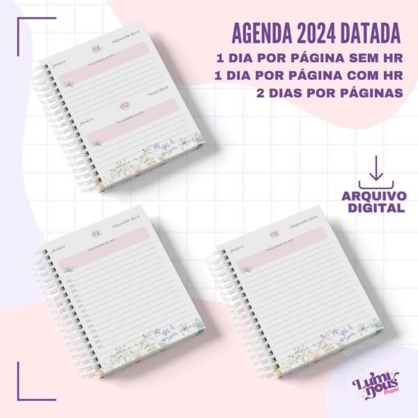 Agenda 2024 Floral Datada - Com Hora/Sem Hora - Imagem 3