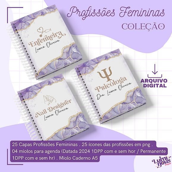 5a346b_f4a39f40a5594e3abbca378fdedcd844mv2-1.jpg Coleção 03 - Profissões Femininas- Encadernação (Luminous) - Imagem 1