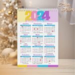 Pacote de Artes Calendários A4 - Ano Novo 2024 V23 (Vintage) - Imagem 5