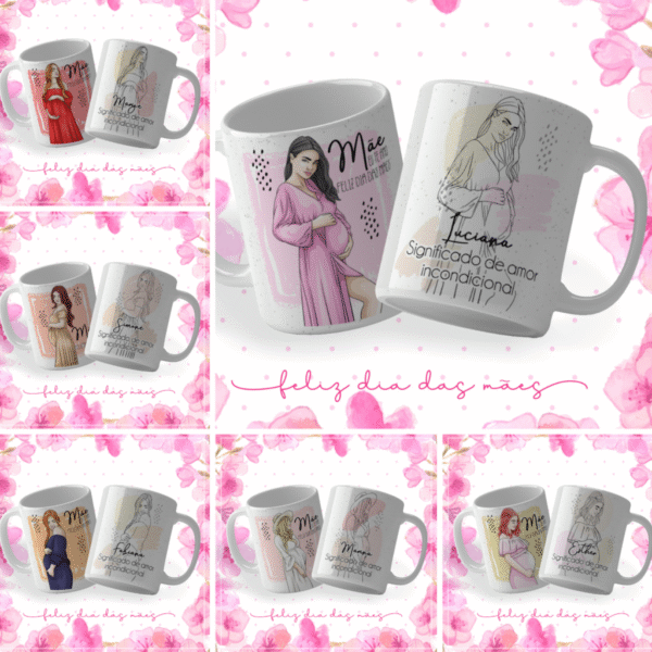 Kit Gestante Mãe - Estampas p/Canecas - Imagem 1