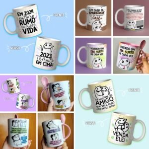 Canecas + Kit Digital Flork Feed - Abacaxi Sublimatico