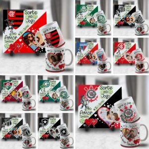 Kit Artes para Canecas + Azulejos - Namorado(A) Sortudo(A) - Com Foto 2023