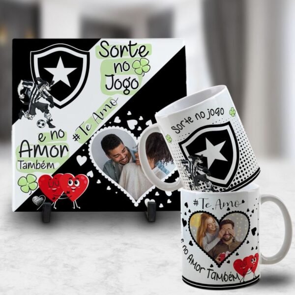 Kit Artes para Canecas + Azulejos - Namorado(A) Sortudo(A) - Com Foto 2023 - Imagem 7