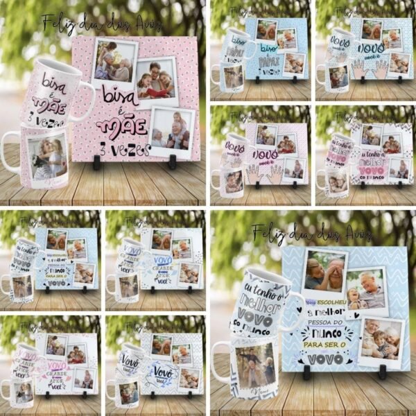 Estampas Canecas + Azulejos Fotos - Vovó e Vovô - Imagem 1