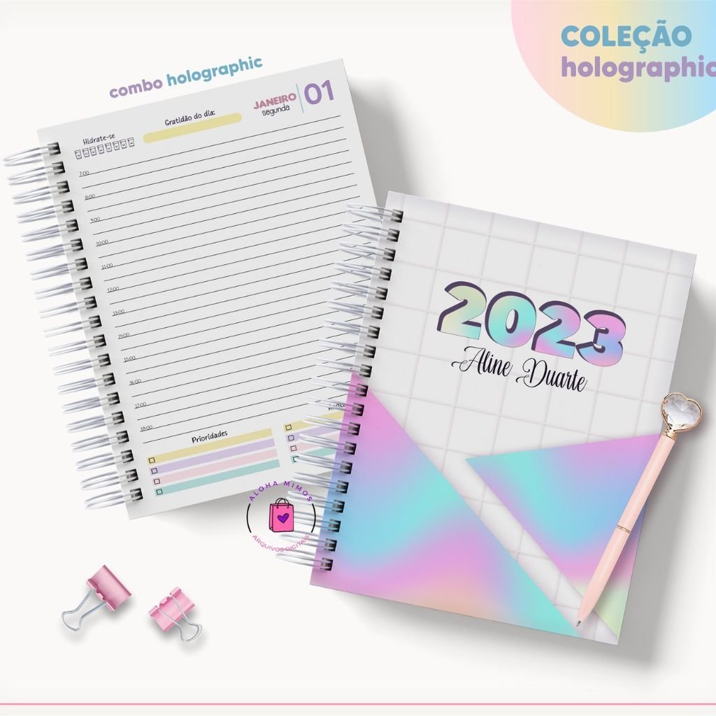 Agenda-Holographic-Lina-5 Combo Agendas Holographic 2023 - Imagem 13
