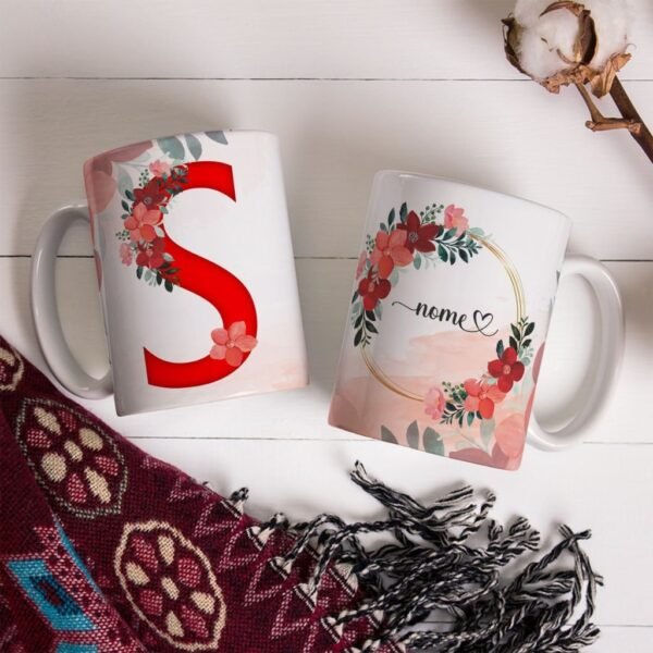 Combo Alfabeto Vermelho Floral - Canecas - Imagem 12