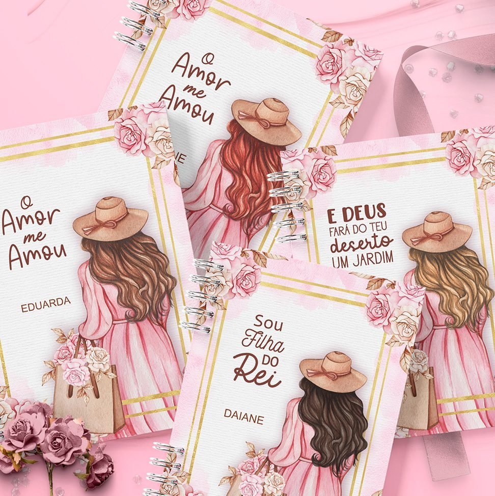 Arquivo_digital_caderno_floral_mulher_virtuosa2-1.jpg Kit Cadernos e Marca Páginas Coleção Mulher Virtuosa (Bicho Papel) - Imagem 1