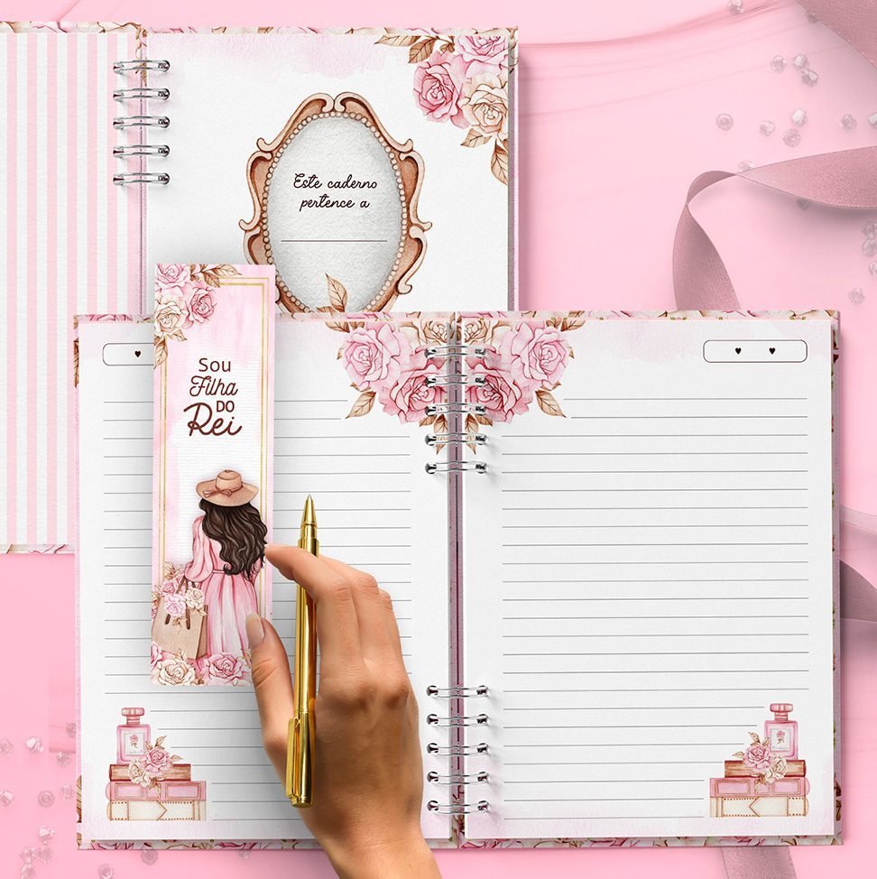 Arquivo_digital_caderno_floral_mulher_virtuosa4-1.jpg Kit Cadernos e Marca Páginas Coleção Mulher Virtuosa (Bicho Papel) - Imagem 5