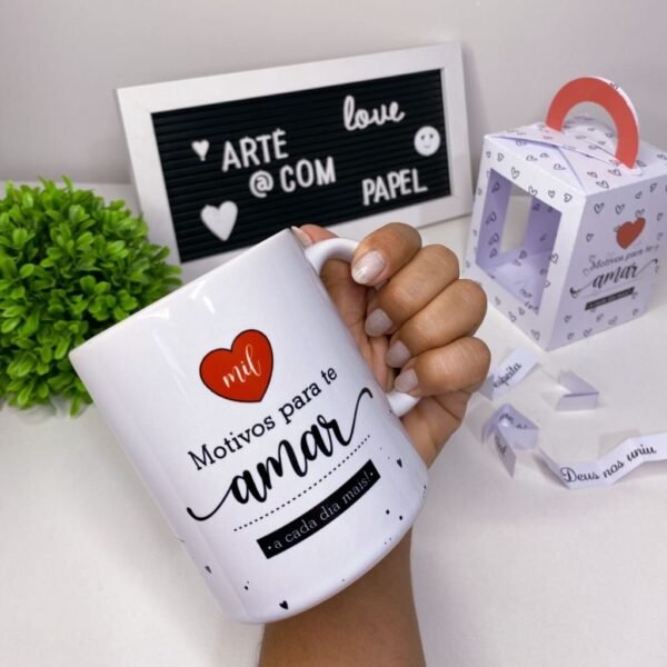Caixa Maleta +Arte Caneca - 10 Motivos para Te Amar - Namorados - Imagem 3