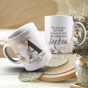 Kit Canecas Alfabeto Marrom (Personalize)