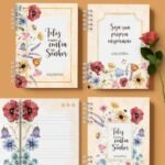 Kit 4 Capas e 6 Miolos Caderno Pautado Decorado - Flores do Campo