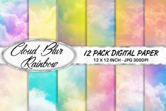 Blur-cloud-rainbow-digital-paper-12720181.jpg Papel Digital Tema nuvem arco-iris aquarela - Imagem 1