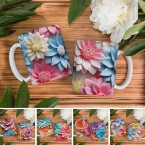 Estampas Canecas - Flores 3D