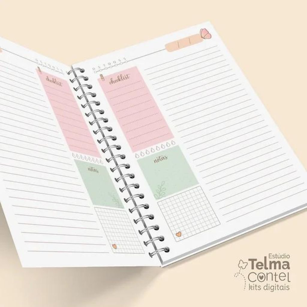 Caderno-Agenda-sem-data-plano-diario-4.jpg Caderno + Agenda sem data +plano diário - A5 wire-o/espiral - Imagem 4