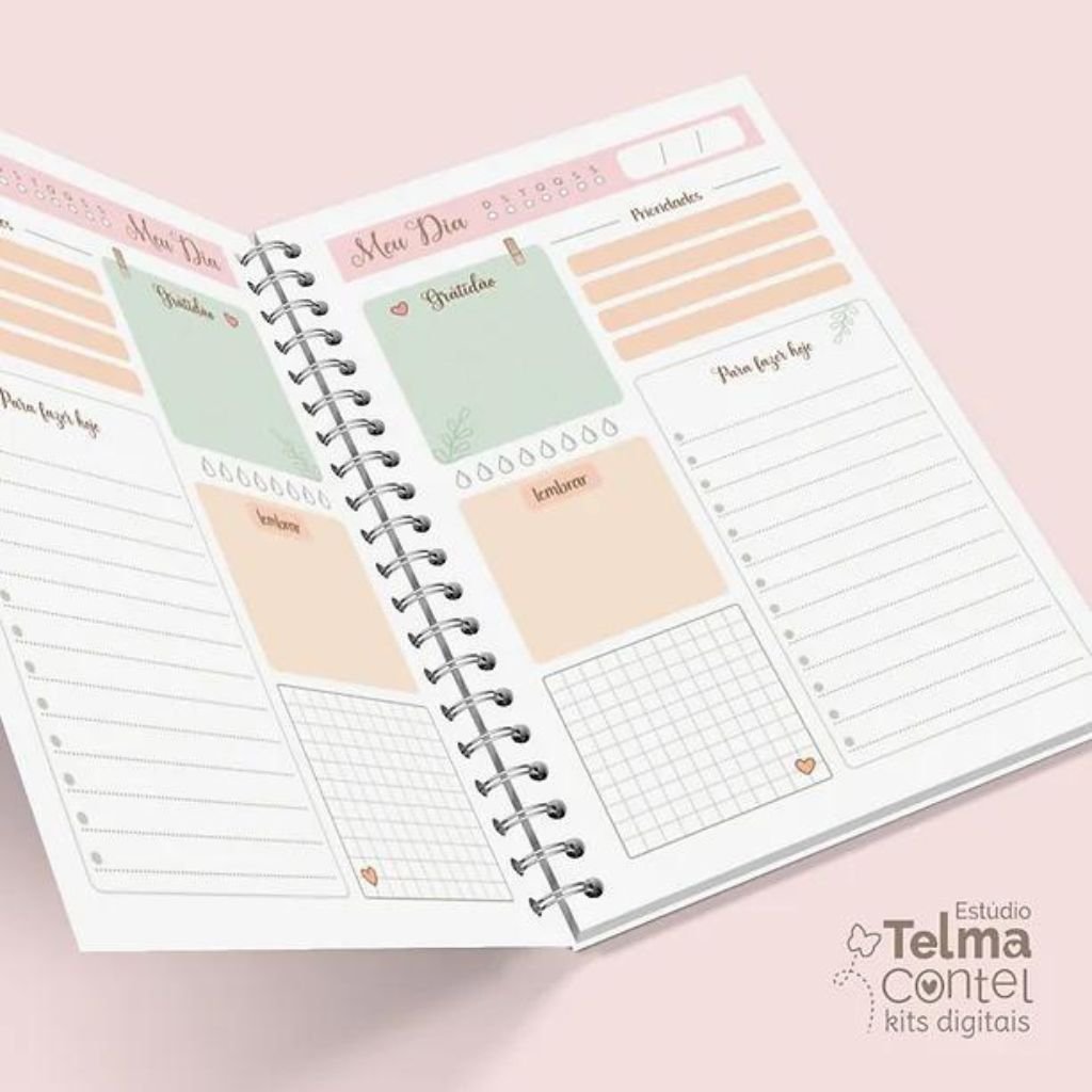 Caderno-Agenda-sem-data-plano-diario-5.jpg Caderno + Agenda sem data +plano diário - A5 wire-o/espiral - Imagem 5