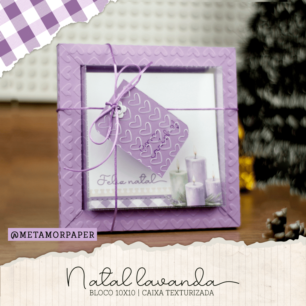 CaixaComBloco-1 Caixa + Bloco 10x10cm | Natal Lavanda (Metamopaper) - Imagem 1