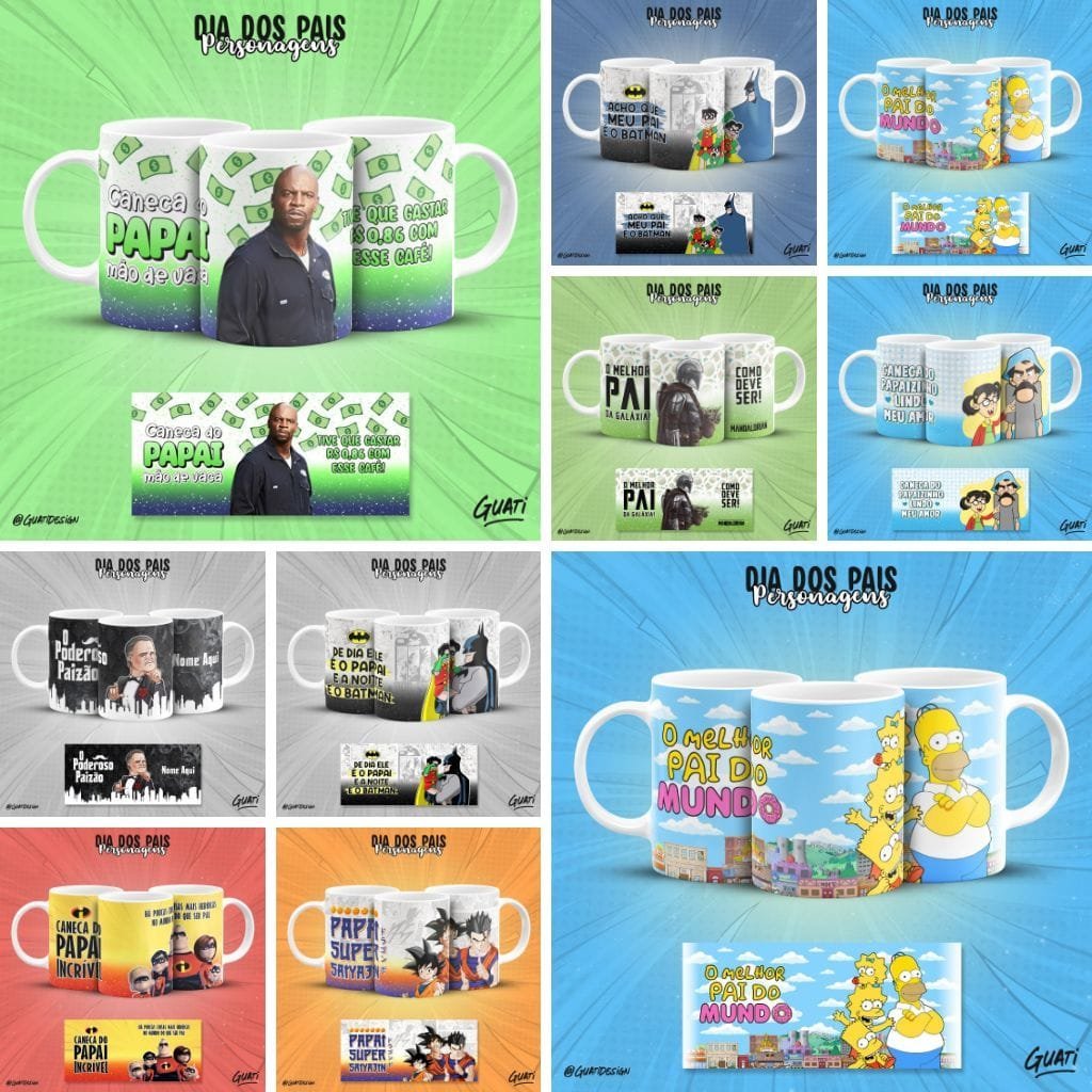 Caneca-Criativa-Pais-Personagens.jpg Dia dos Pais Personagens - Estampas Canecas - Imagem 1