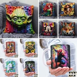 Combo Estampas Canecas e Almofadas 3D