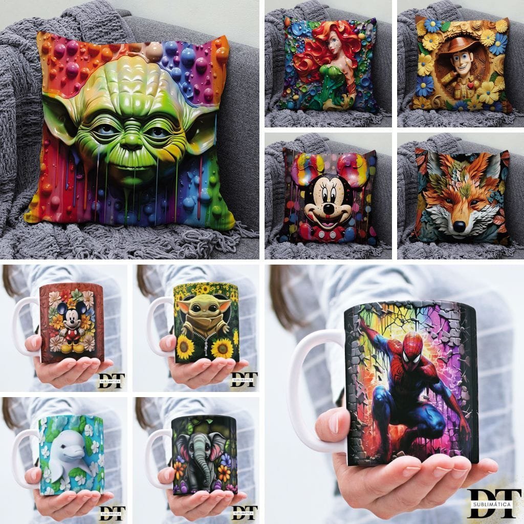 Combo-3D-Almofadas-e-Canecas.jpg Combo Estampas Canecas e Almofadas 3D - Imagem 1