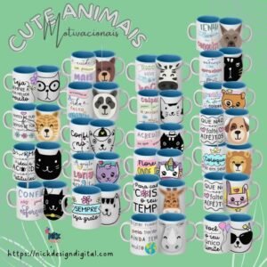 Cute Animais Motivacionais - Artes p/Canecas