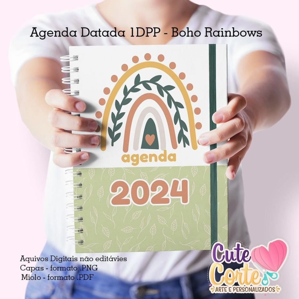 Cute-Corte-Agenda-Boho-Rainbows-2.jpg Agenda A5 Datada 1DPP - Boho Rainbows - Imagem 2