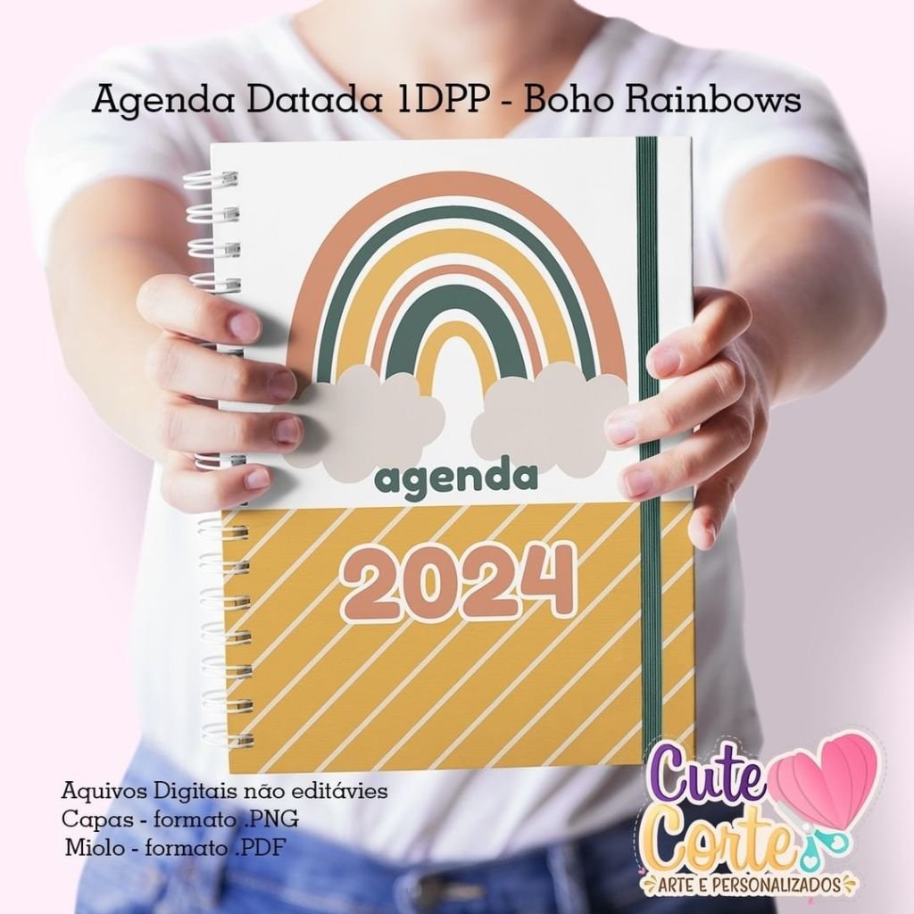 Cute-Corte-Agenda-Boho-Rainbows-4.jpg Agenda A5 Datada 1DPP - Boho Rainbows - Imagem 4