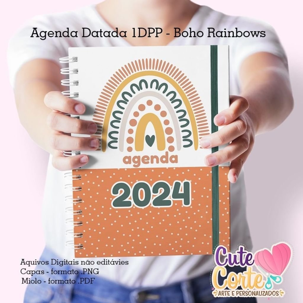 Cute-Corte-Agenda-Boho-Rainbows-5.jpg Agenda A5 Datada 1DPP - Boho Rainbows - Imagem 5
