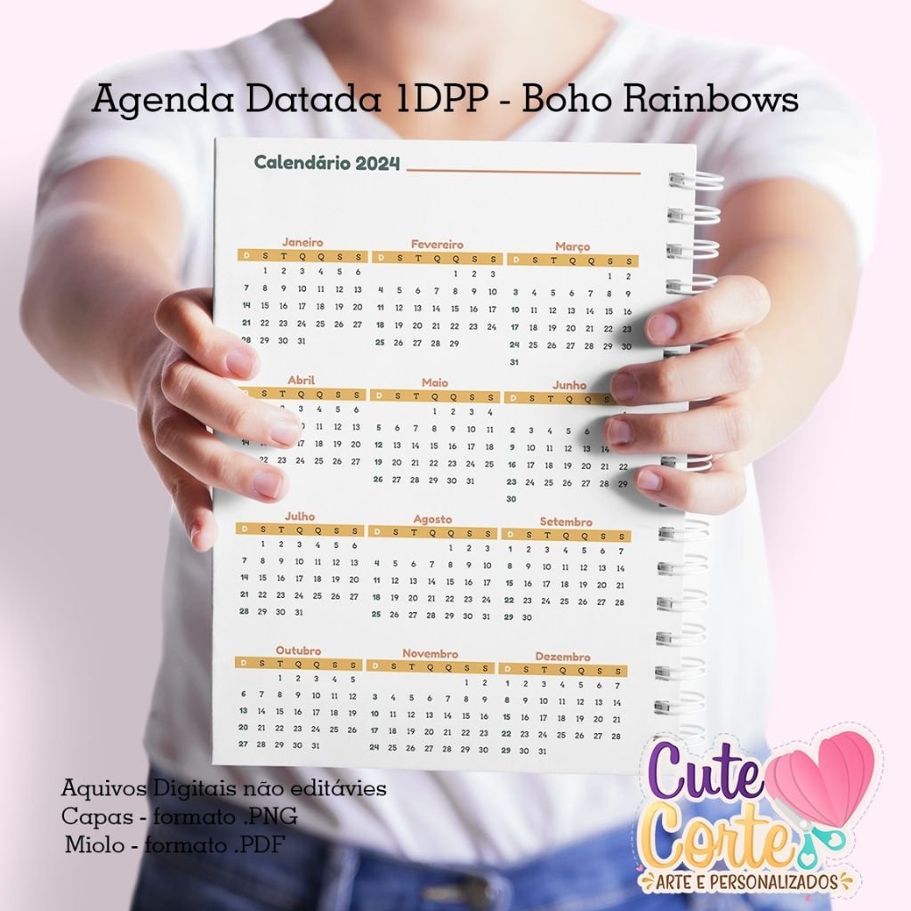 Cute-Corte-Agenda-Boho-Rainbows-8.jpg Agenda A5 Datada 1DPP - Boho Rainbows - Imagem 8