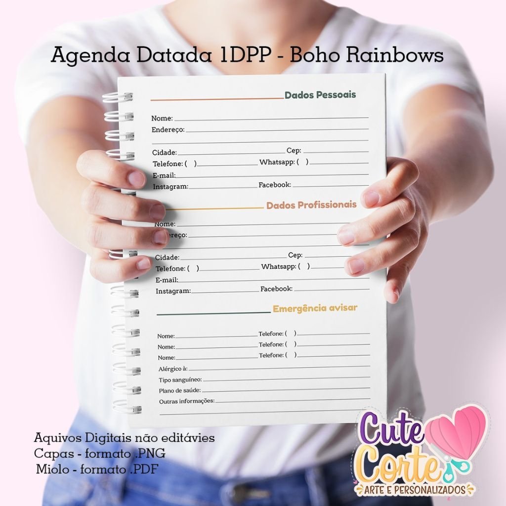 Cute-Corte-Agenda-Boho-Rainbows-9.jpg Agenda A5 Datada 1DPP - Boho Rainbows - Imagem 9