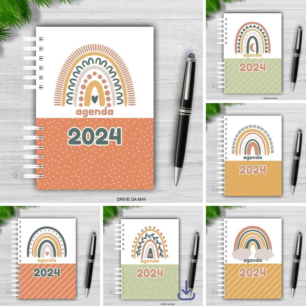 Cute-Corte-Agenda-Boho-Rainbows.jpg Agenda A5 Datada 1DPP - Boho Rainbows - Imagem 1