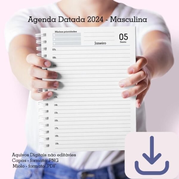 Agenda A5 2024 -1 DPP - Masculina N.1 (2 miolos / 8 capas) - Cute Corte - Imagem 2