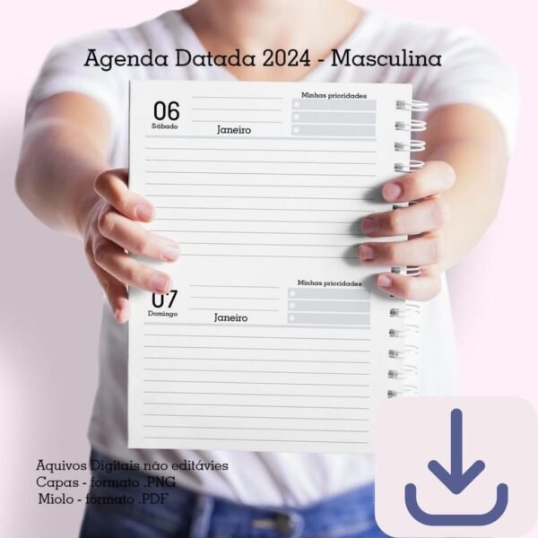 Agenda A5 2024 -1 DPP - Masculina N.1 (2 miolos / 8 capas) - Cute Corte - Imagem 3