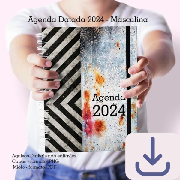 Agenda A5 2024 -1 DPP - Masculina N.1 (2 miolos / 8 capas) - Cute Corte - Imagem 5