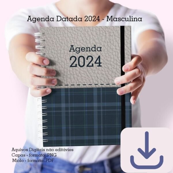 Agenda A5 2024 -1 DPP - Masculina N.1 (2 miolos / 8 capas) - Cute Corte - Imagem 6