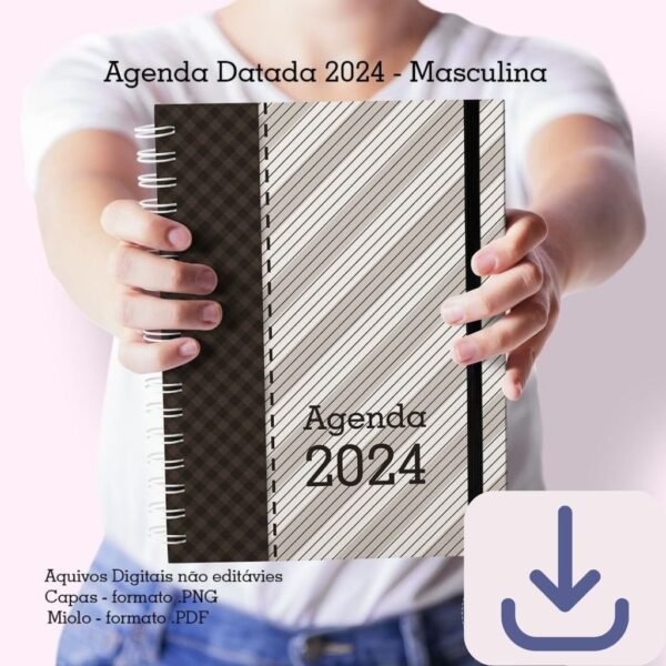Agenda A5 2024 -1 DPP - Masculina N.1 (2 miolos / 8 capas) - Cute Corte - Imagem 7