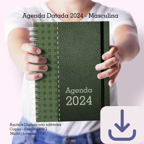 Agenda A5 2024 -1 DPP - Masculina N.1 (2 miolos / 8 capas) - Cute Corte - Imagem 8