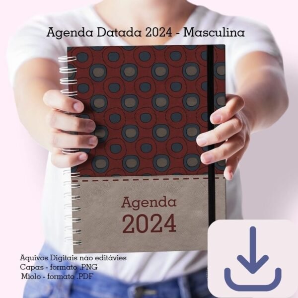 Agenda A5 2024 -1 DPP - Masculina N.1 (2 miolos / 8 capas) - Cute Corte - Imagem 9