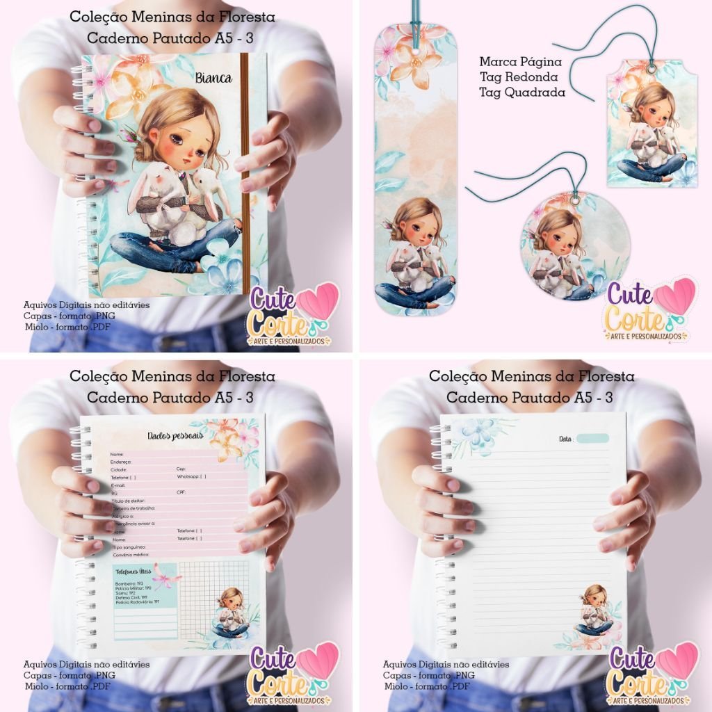 Cute-Corte-Colecao-meninas-da-floresta-3.jpg Agenda A5 Datada 1DPP - Meninas da Floresta N3 - Imagem 1