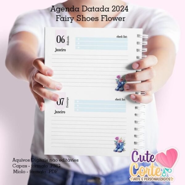 Agenda de 2024 - Datada - 1DPP - Fairy Shoes Flowers - Imagem 3