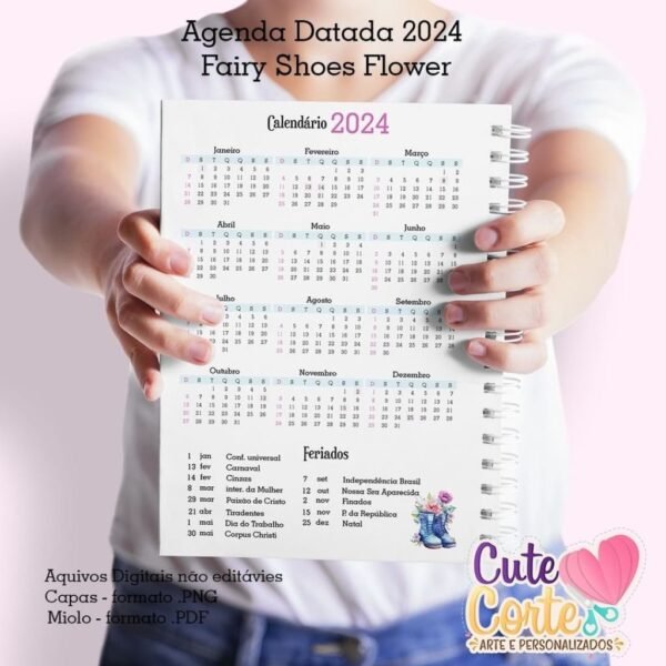 Agenda de 2024 - Datada - 1DPP - Fairy Shoes Flowers - Imagem 4