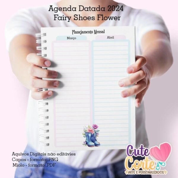 Agenda de 2024 - Datada - 1DPP - Fairy Shoes Flowers - Imagem 6